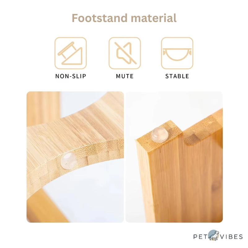 Stylish Raised Dog Feeder - Dual Bowls, Crafted from bamboo and stainless steel
